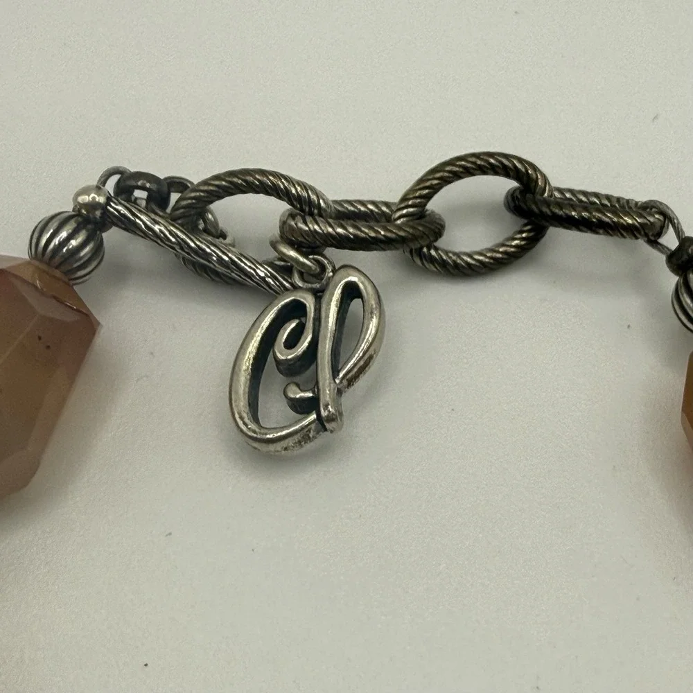 Carolyn Pollack Bracelet Sterling Silver Faceted Gemstone Adj 6.75 to 7.5